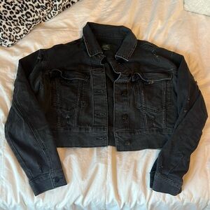 Cropped black jean jacket